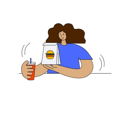 Illustration of person with food delivery.